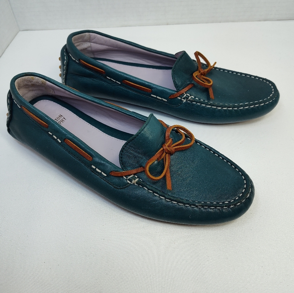 Johnston & Murphy Leather Teal  Moccasins Driving Shoes Size 7M